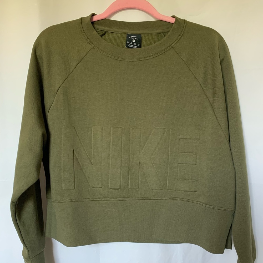 Olive Green Cropped Nike Pullover